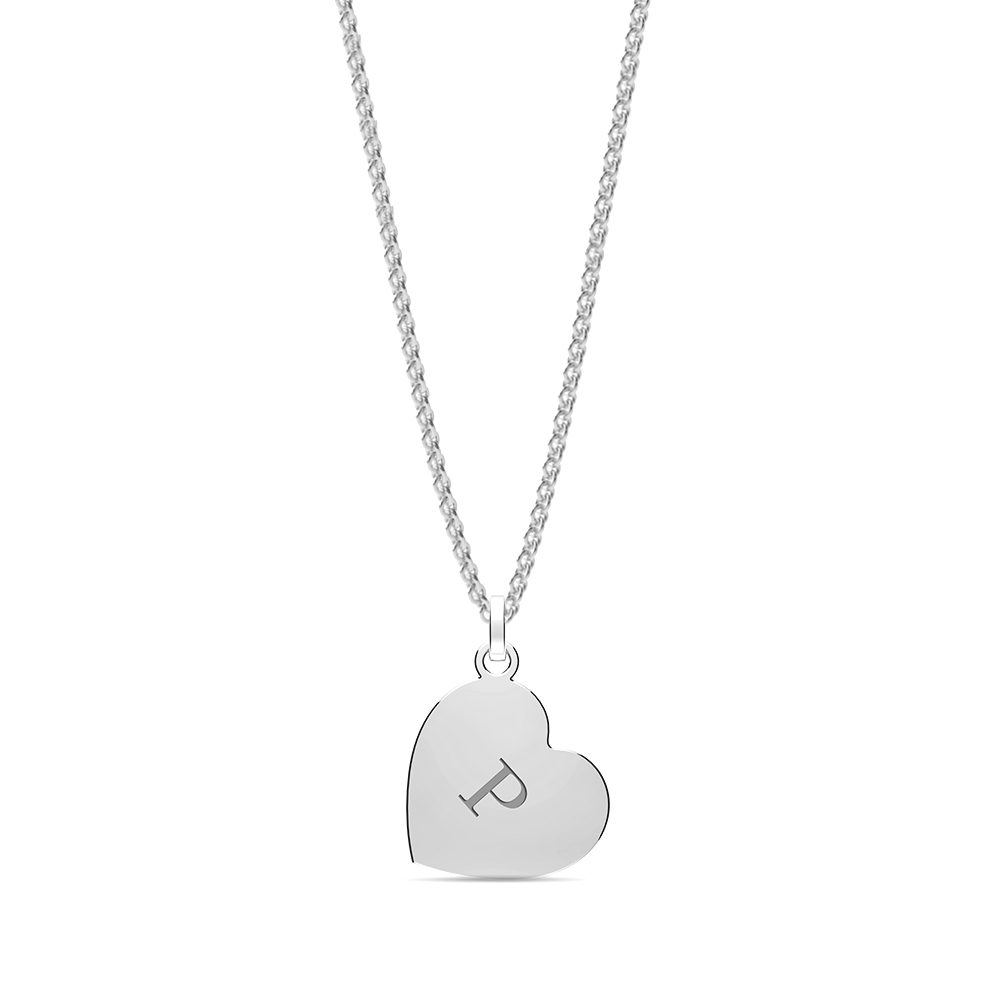 Purchase Plain Metal Heart Shape Initial P Pendant - Abelini