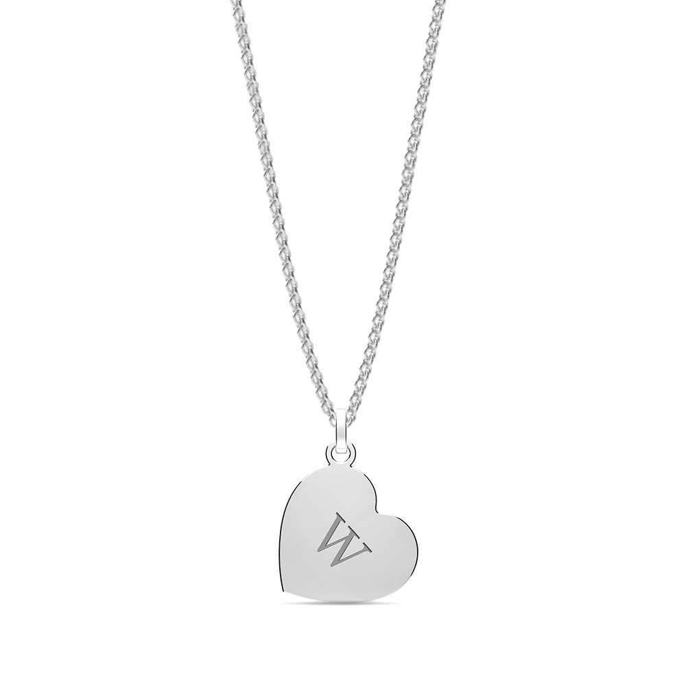 plain metal heart shape initial w pendant