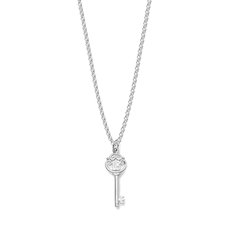 plain metal 18th birthday key pendant