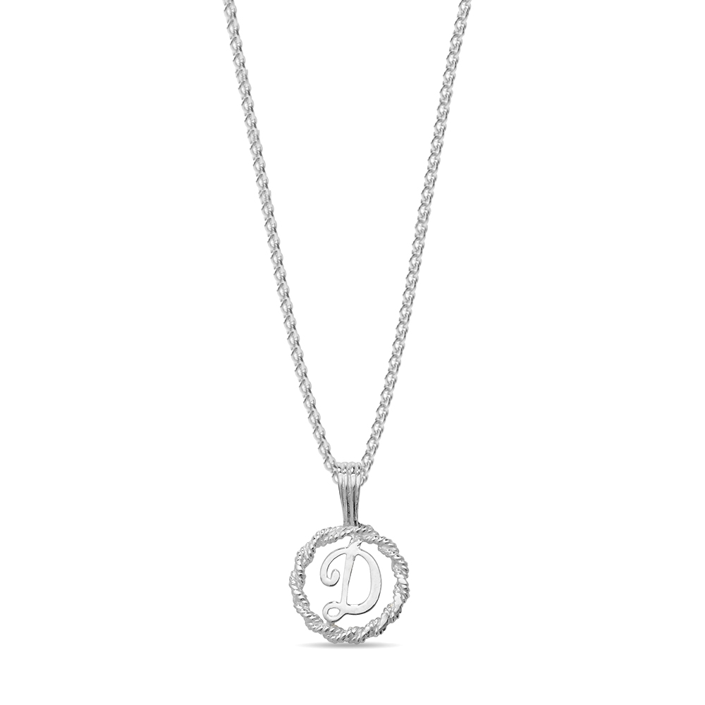 plain metal round shape initial d pendant