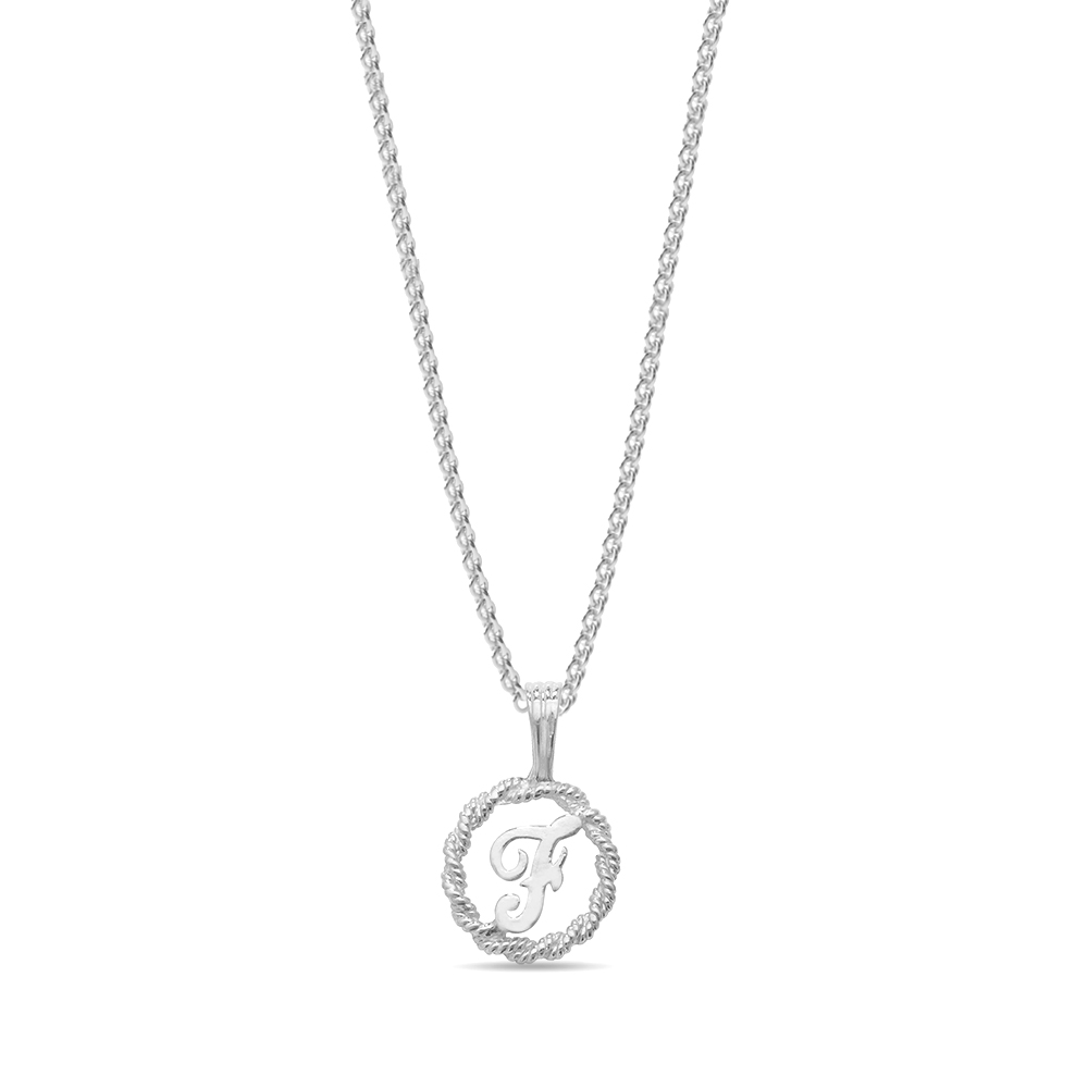 Plain Metal Round Shape Initial F Pendant | Abelini London