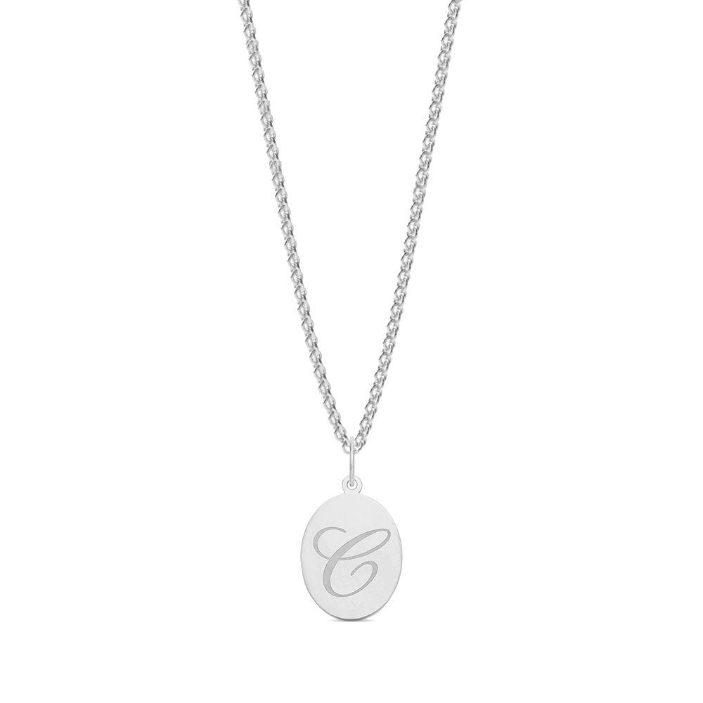plain metal oval shape initial c pendant