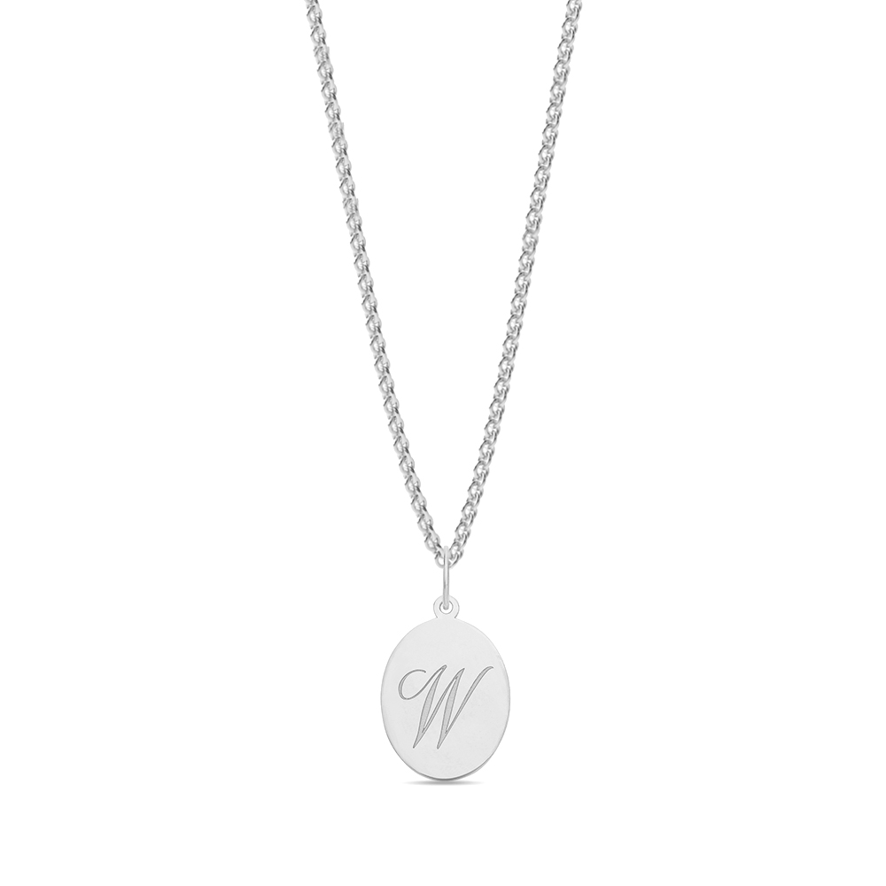 plain metal oval shape initial w pendant