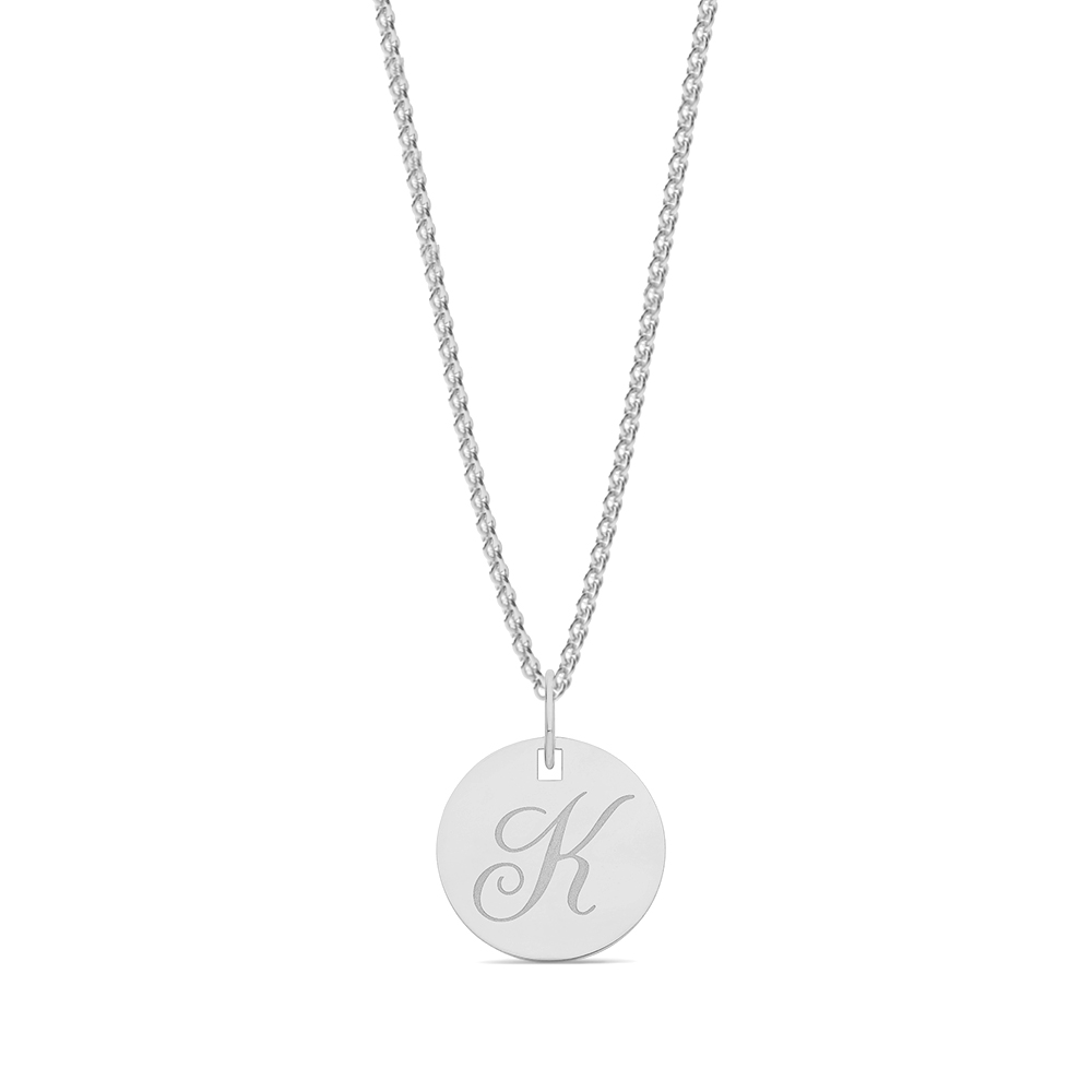 plain metal round shape initial k pendant