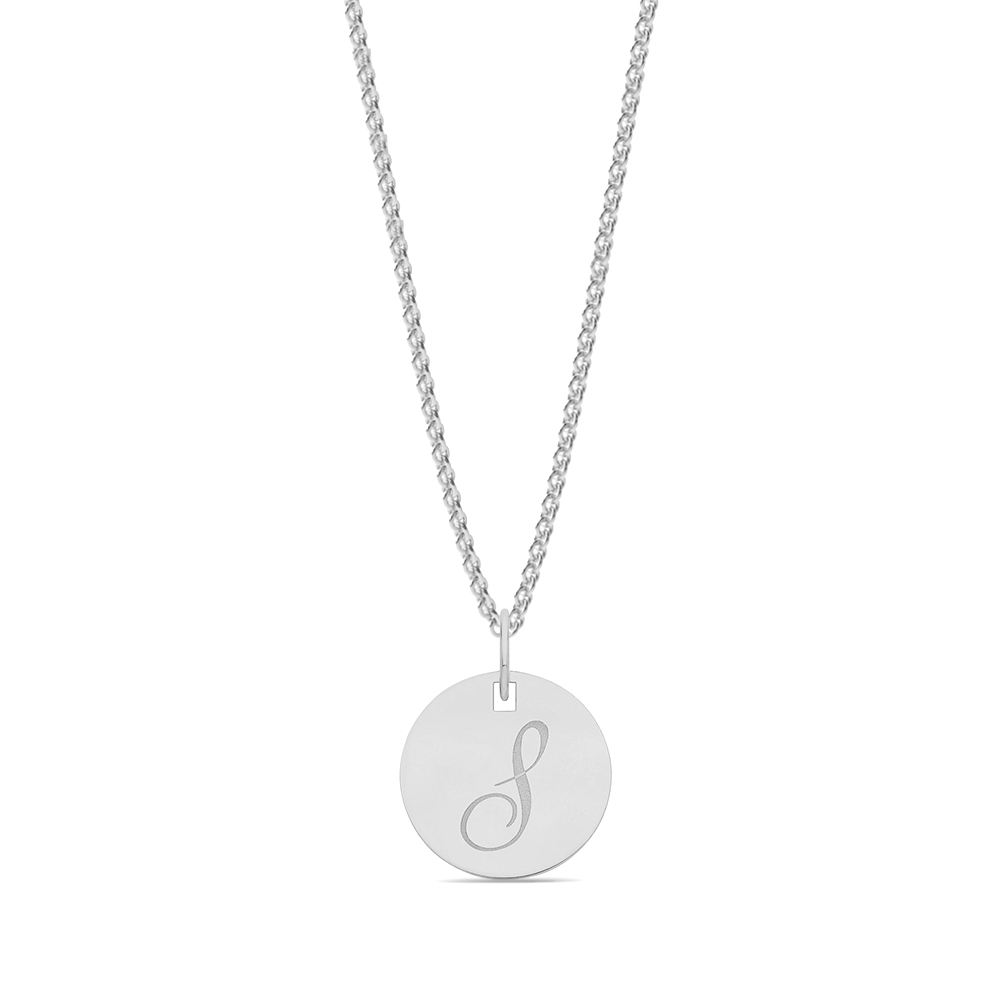plain metal round shape initial s pendant