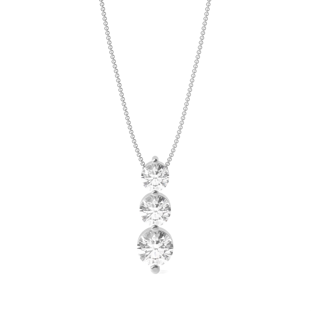 prong setting 3 round diamond journey pendant