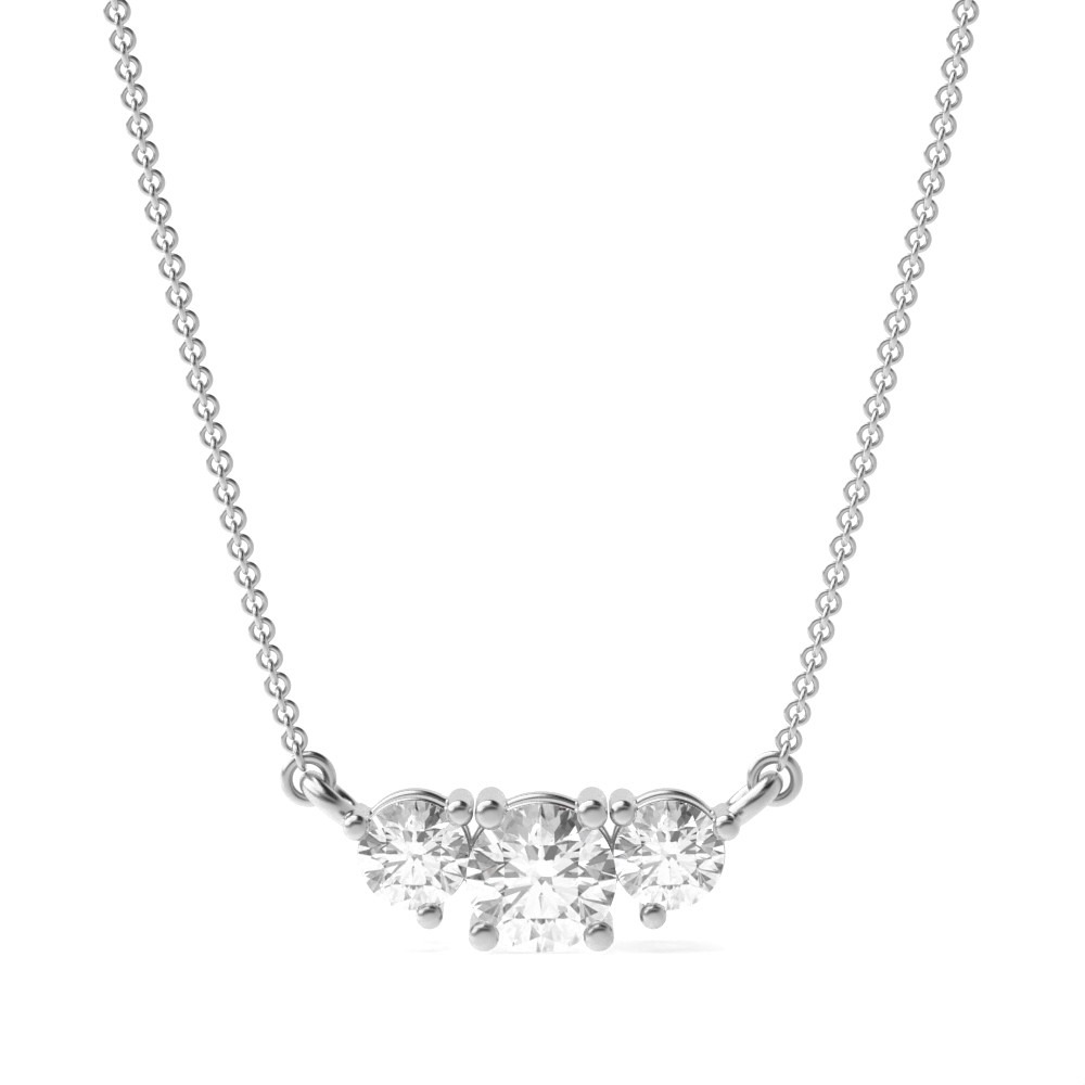 Prong Setting 3 Round Shape Diamond Solitaire Pendant Necklace