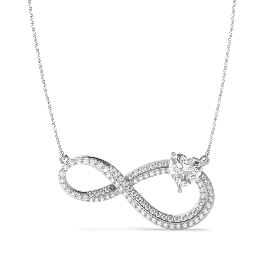 prong setting round and heart diamond infinity pendant