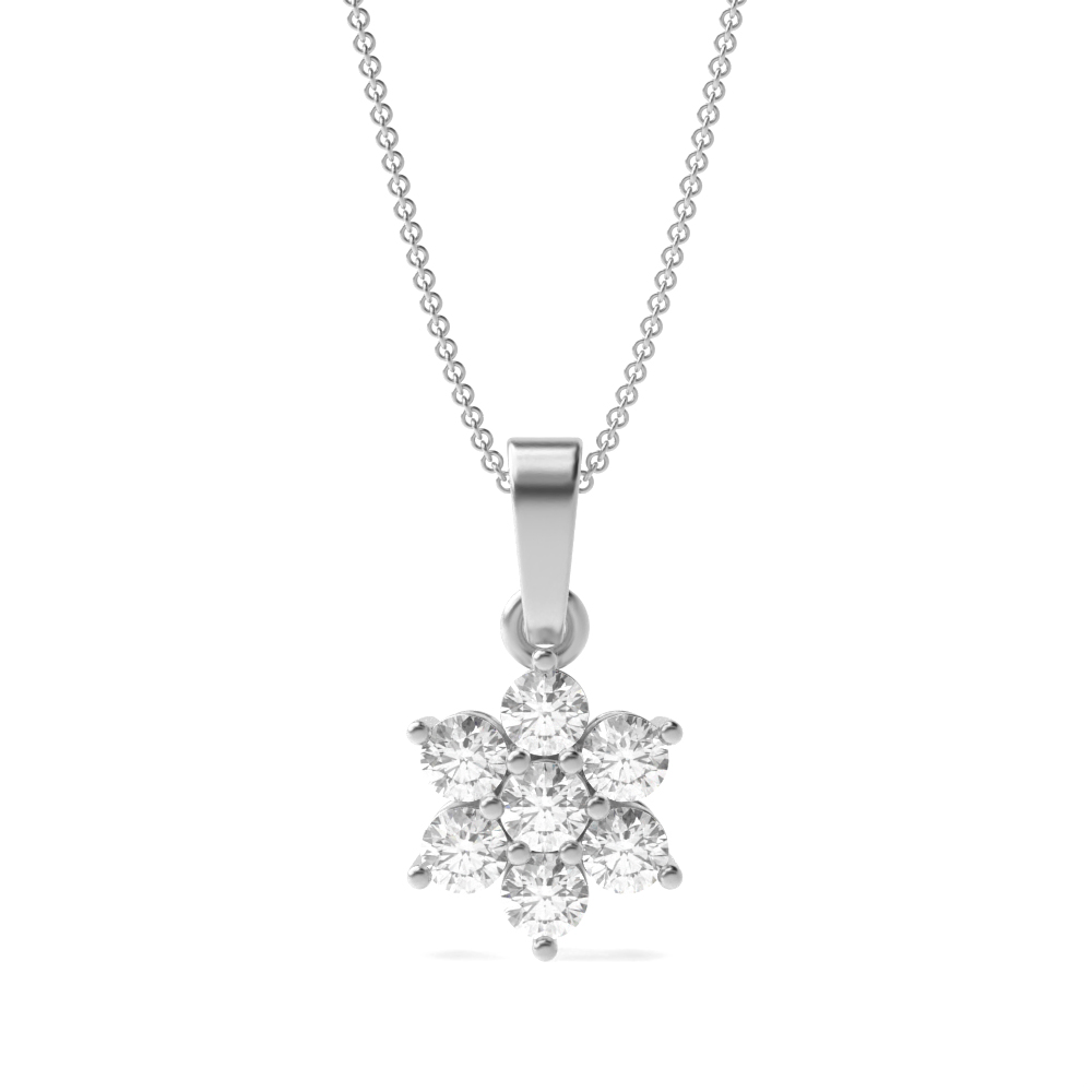 prong setting round diamond flower shape pendant