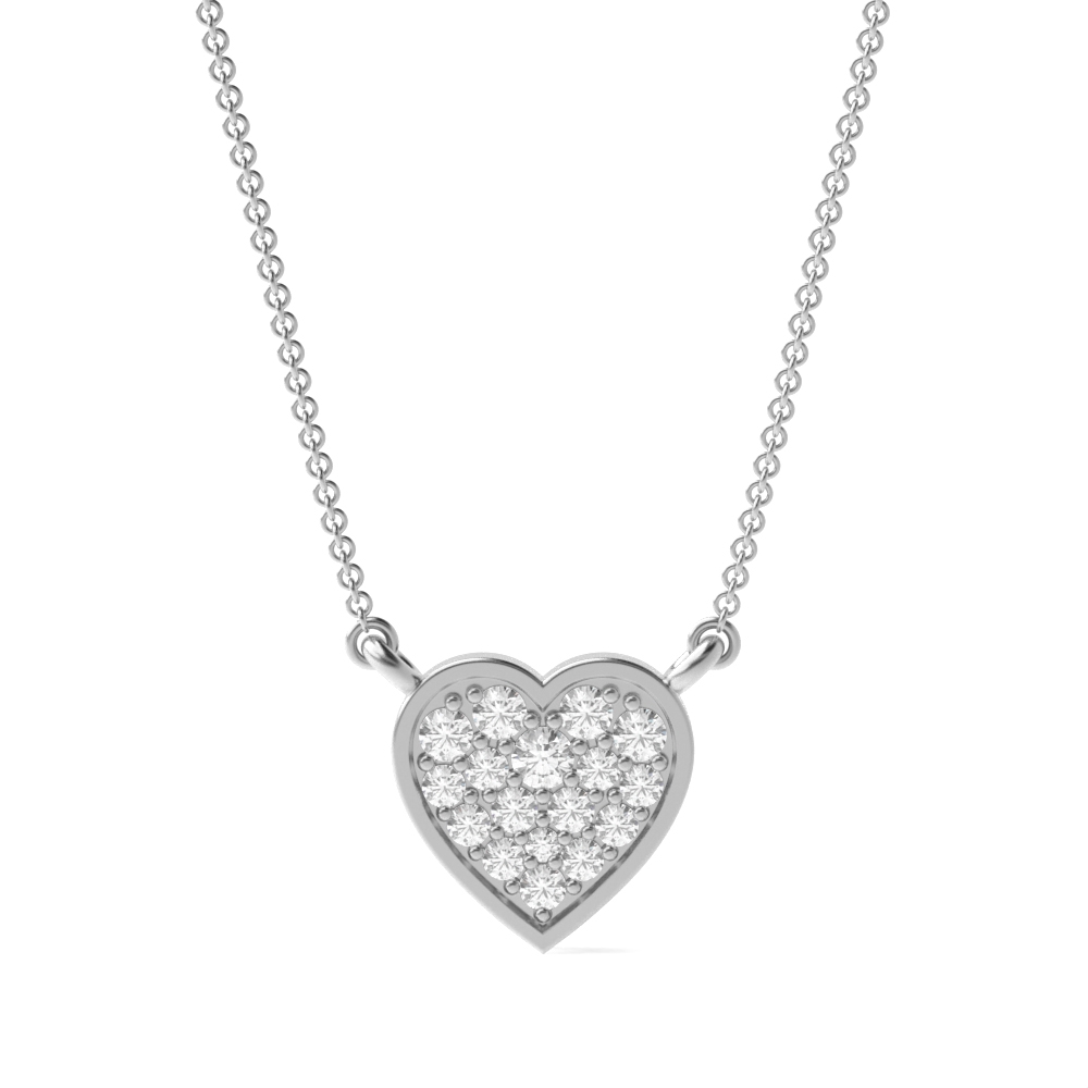 pave setting round diamond heart pendant