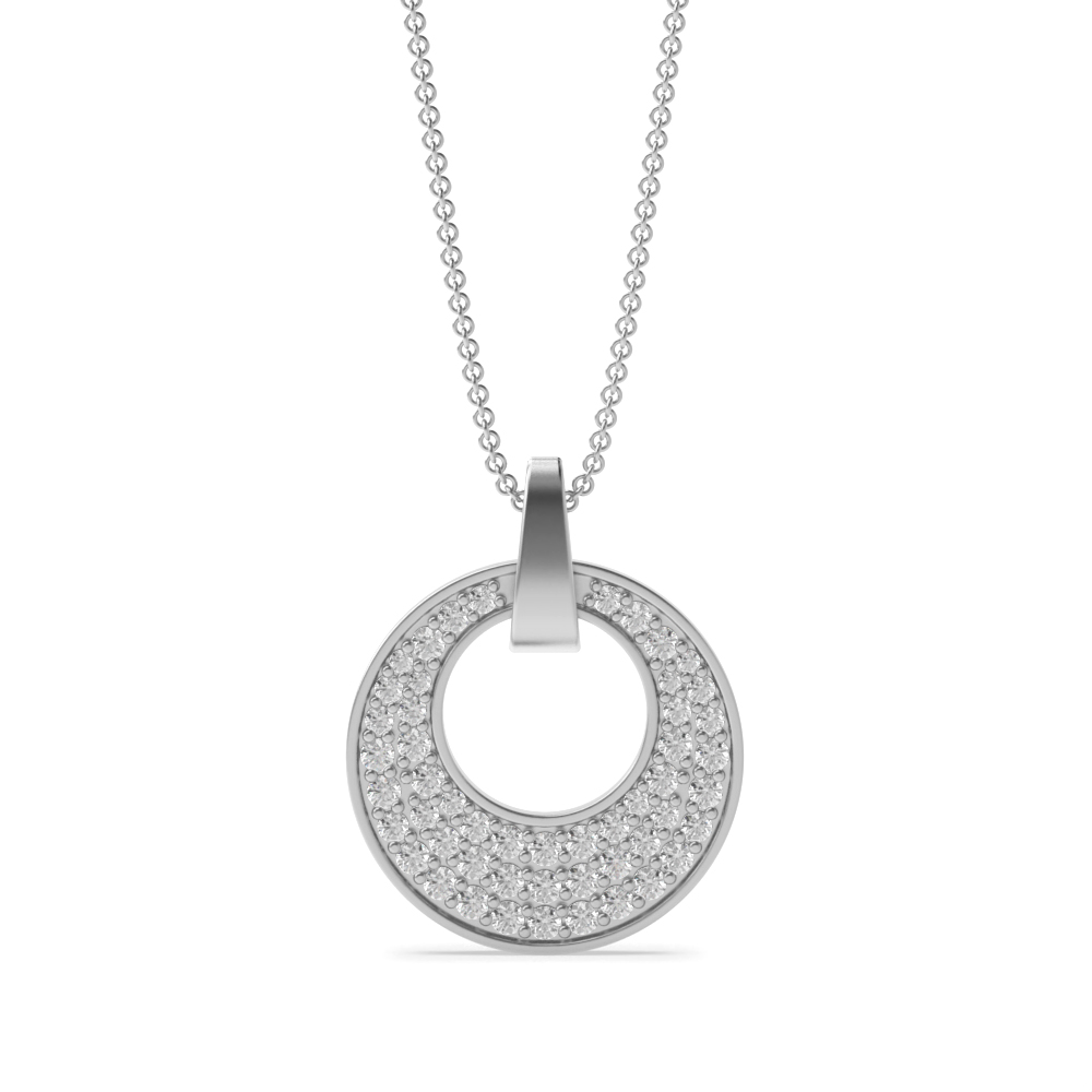 pave setting round shape diamond cluster pendant