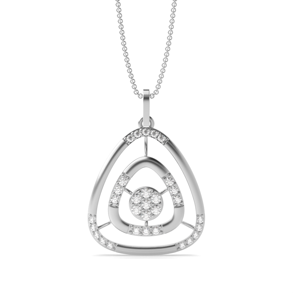 4 Prong Setting Round Shape Triangle Style Designer Pendant