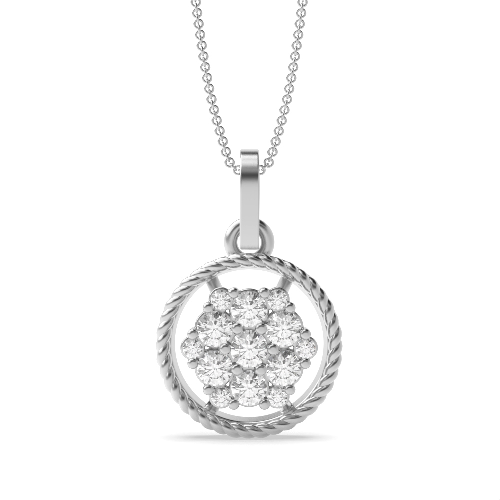 Buy 4 Prong Setting Round Shape Circle Cluster Pendant - Abelini