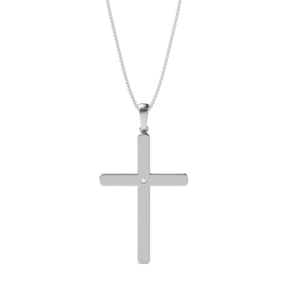 Purchase Bezel Setting Round Diamond Cross Pendant - Abelini