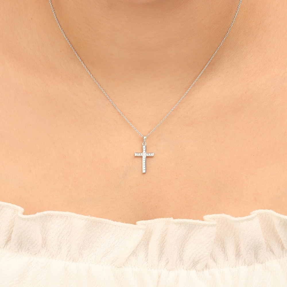 Channel Setting Round Stud flicker Pendant Necklaces
