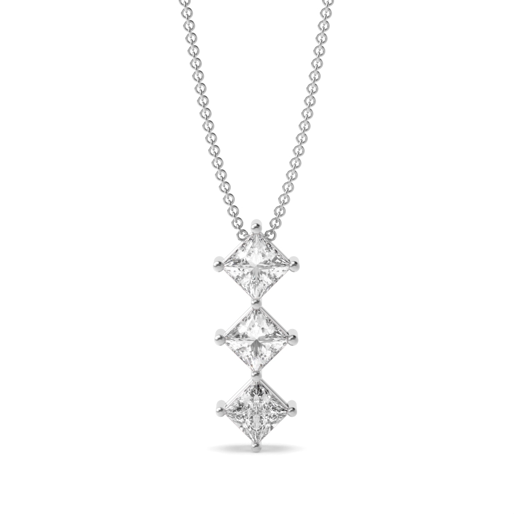 prong setting princess Lab Grown Diamond journey pendants