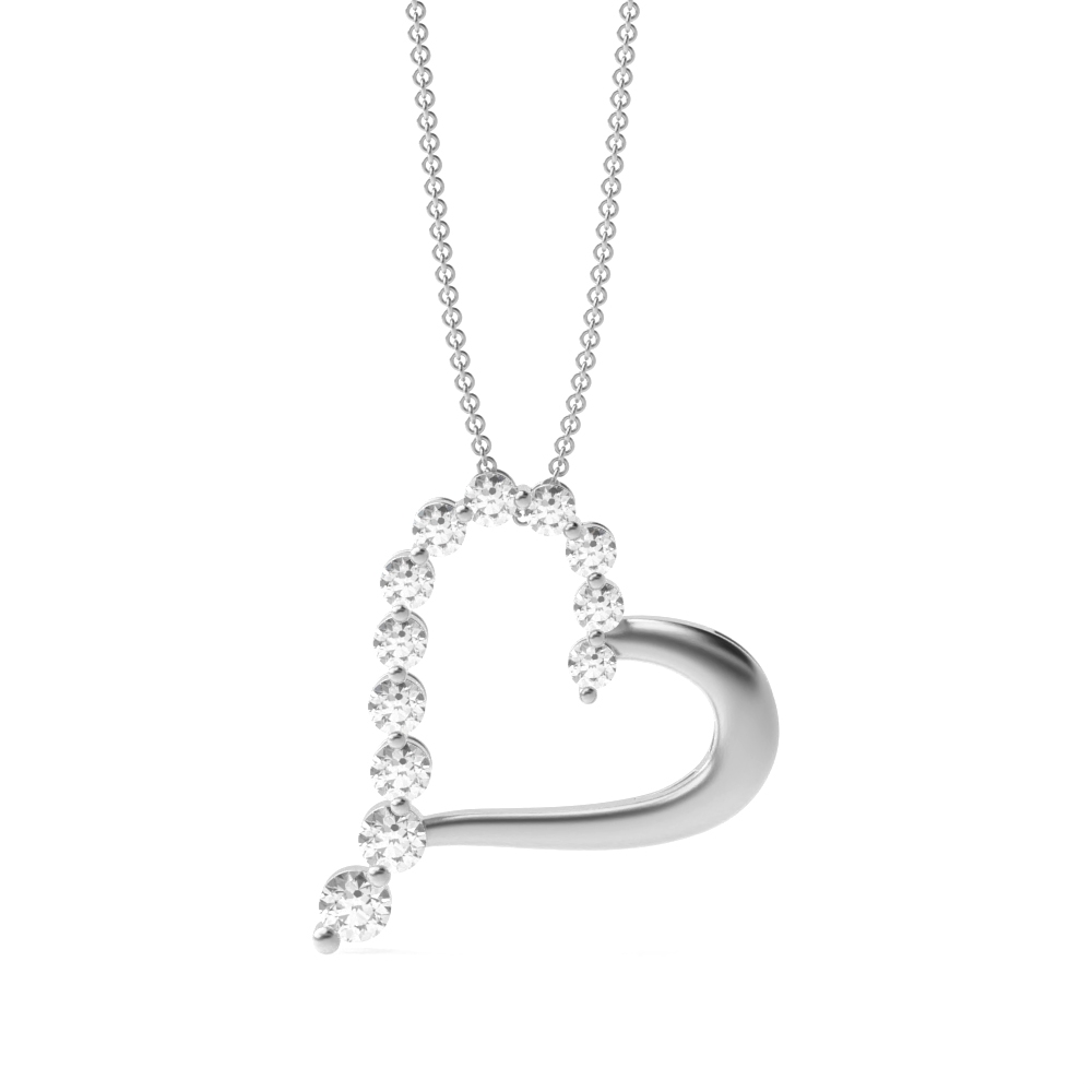 2 Prongs Round Diamond Exclusive Style Diamond Heart Necklace  (19.50mm X 18.80mm)
