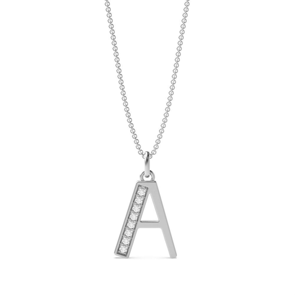 Art Deco Initial 'A' Name Diamond Pendant Necklace (18mm X 10mm)