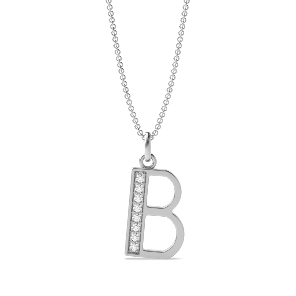 Art Deco Initial 'B' Name Diamond Pendant Necklace (18mm X 7mm)