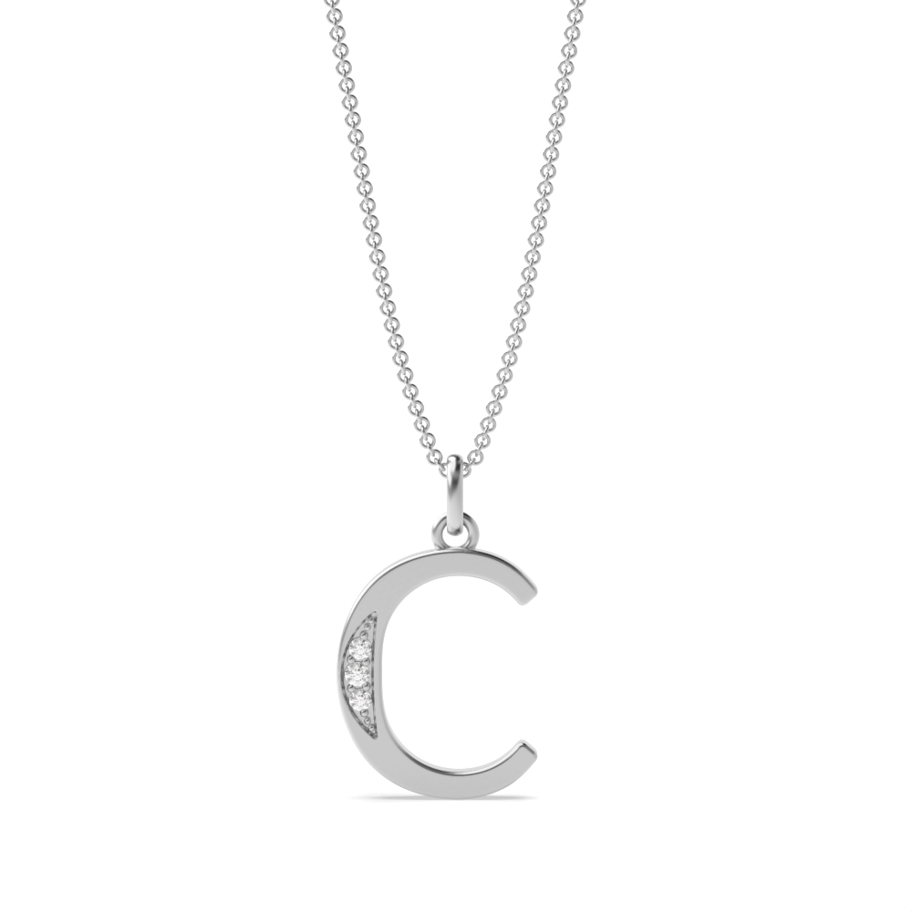 Art Deco Initial 'C' Name Lab Grown Diamond Pendant Necklace (18mm X 9mm)