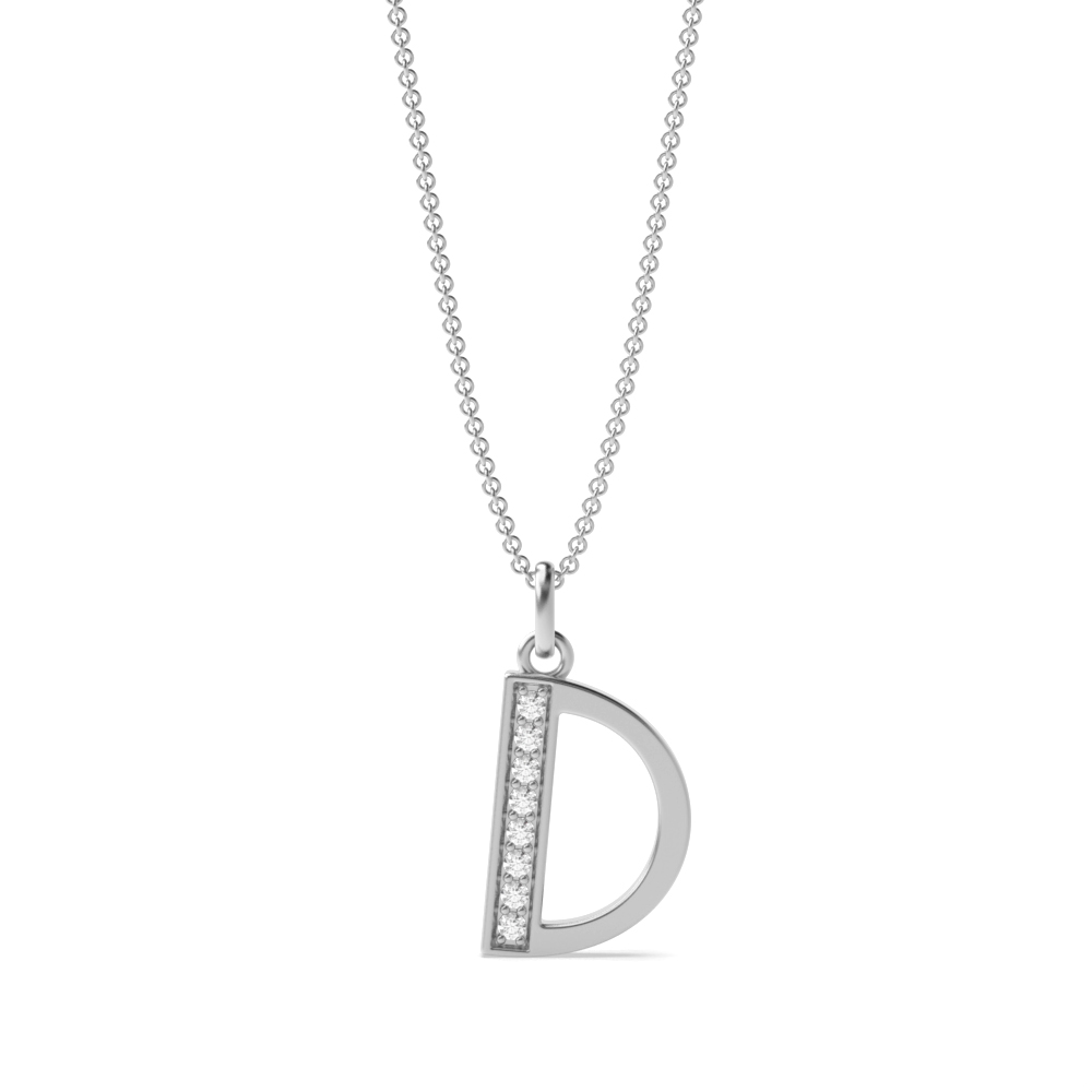 Art Deco Initial 'D' Name Diamond Pendant Necklace (18mm X 8mm)