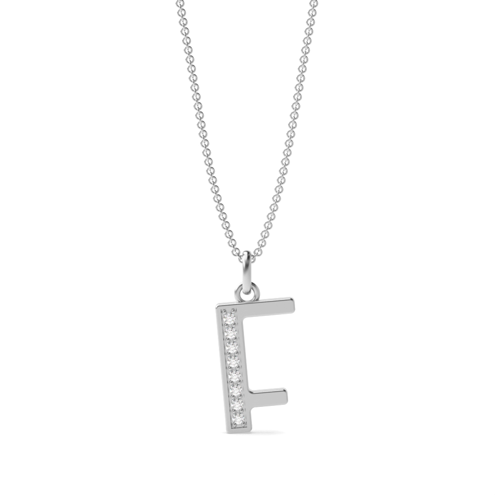 Art Deco Initial 'F' Name Lab Grown Diamond Pendant Necklace (18mm X 7mm)