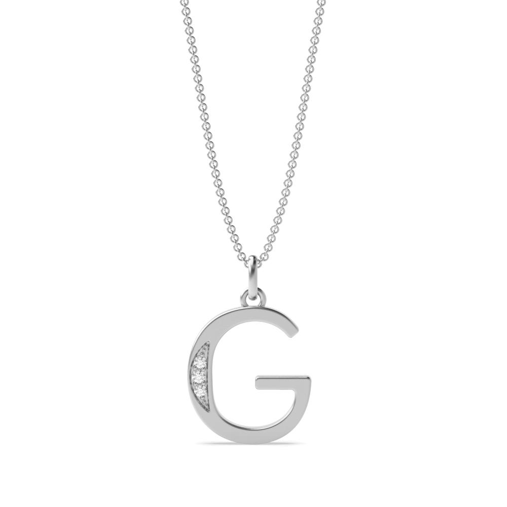 Art Deco Initial 'G' Name Diamond Pendant Necklace (18mm X 11mm)
