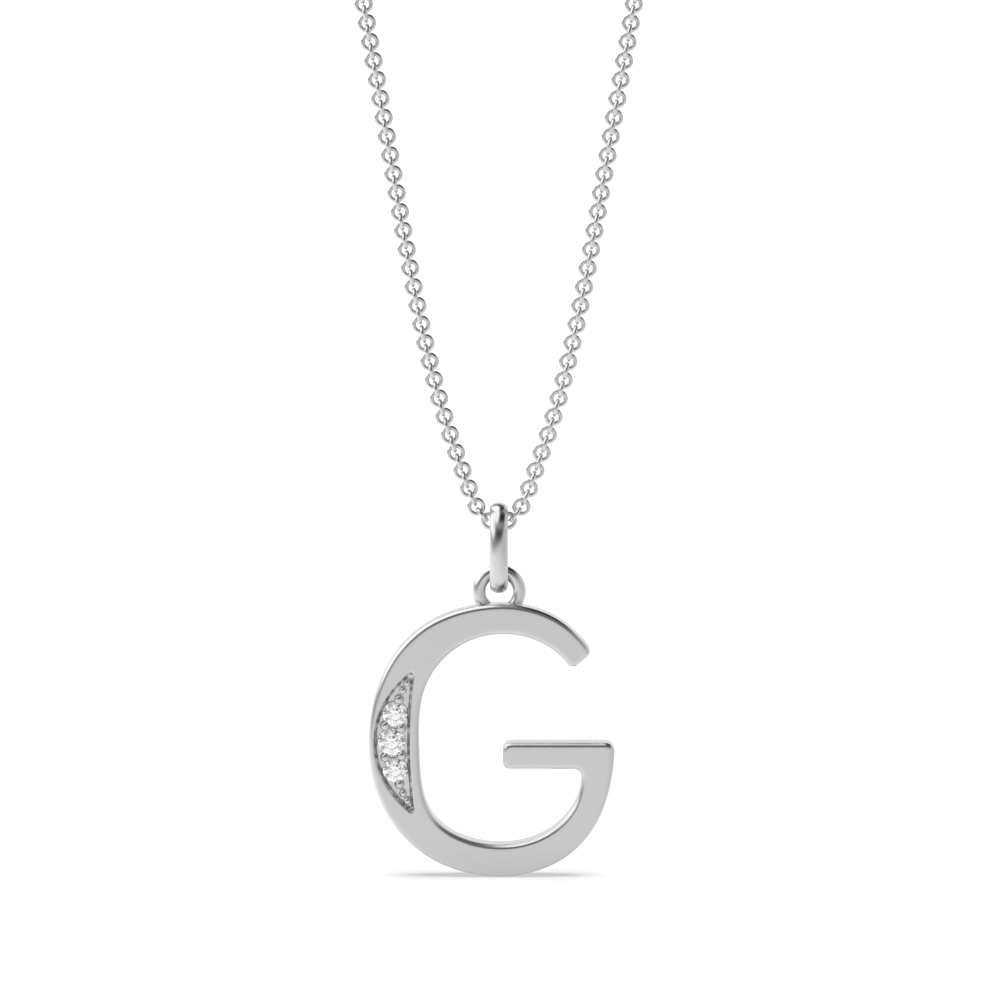 Art Deco Initial 'G' Name Lab Grown Diamond Pendant Necklace (18mm X 11mm)