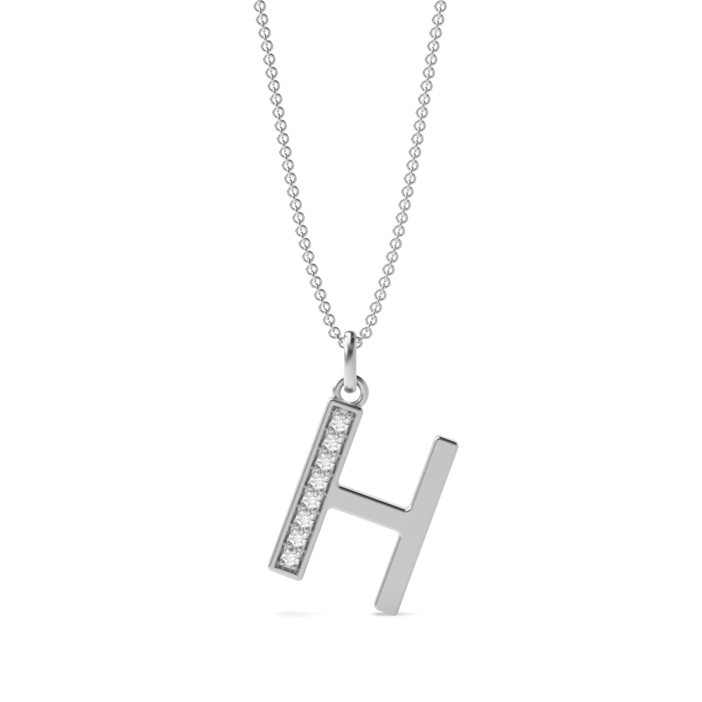 Art Deco Initial 'H' Name Diamond Pendant Necklace (18mm X 7.5mm)
