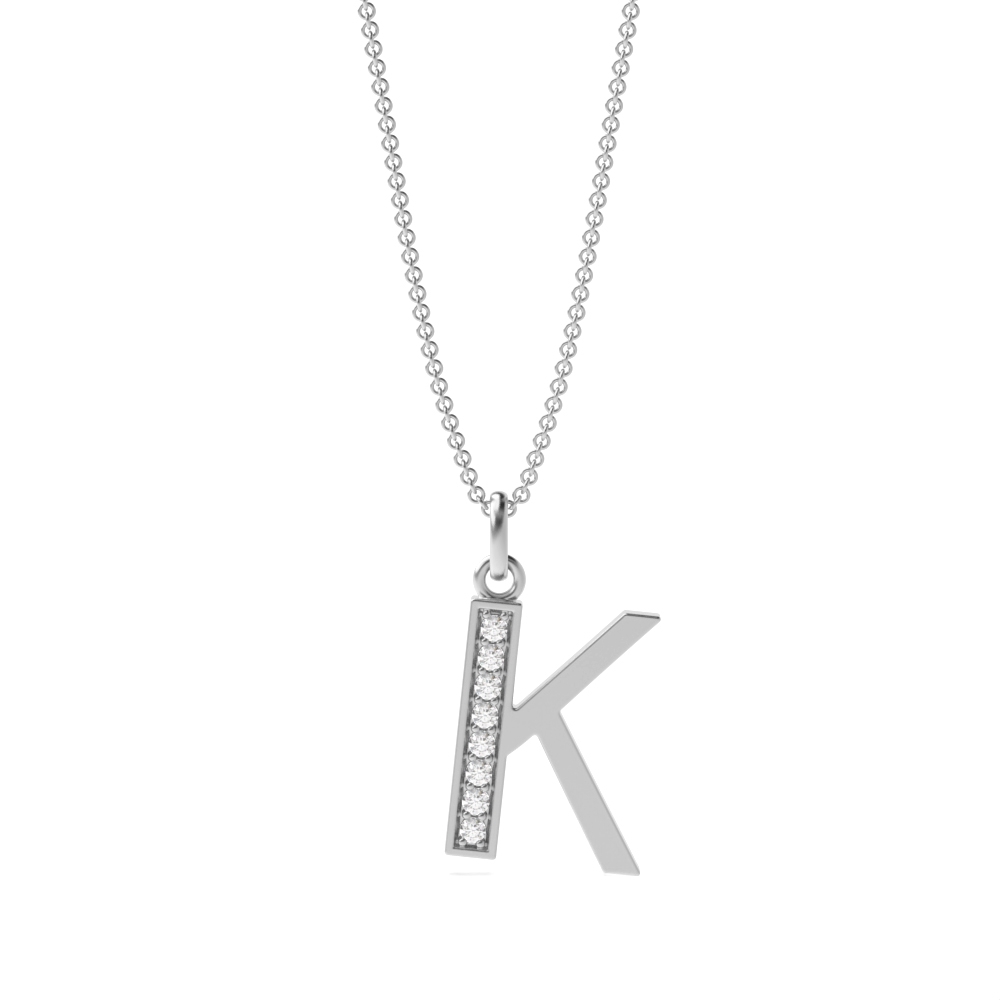 Art Deco Initial 'K' Name Lab Grown Diamond Pendant Necklace (18mm X 8mm)