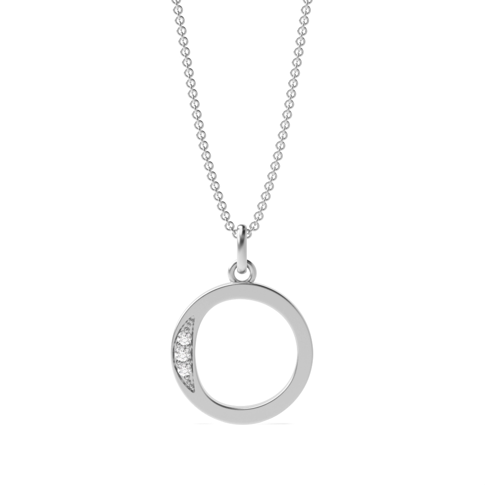 Art Deco Initial 'O' Name Diamond Pendant Necklace (18mm X 11mm)