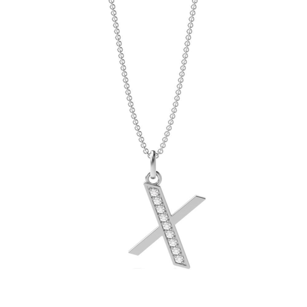 Art Deco Initial 'X' Name Diamond Pendant Necklace (20mm X 8mm)