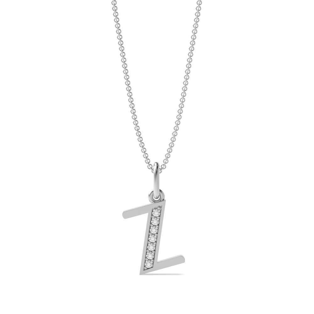 Art Deco Initial 'Z' Name Diamond Pendant Necklace (19mm X 8mm)