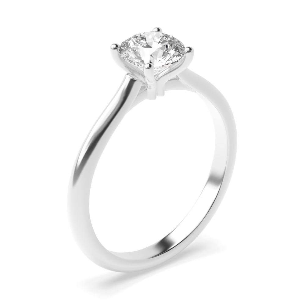 Round Solitaire Diamond Engagement Rings In White Gold Prong Setting