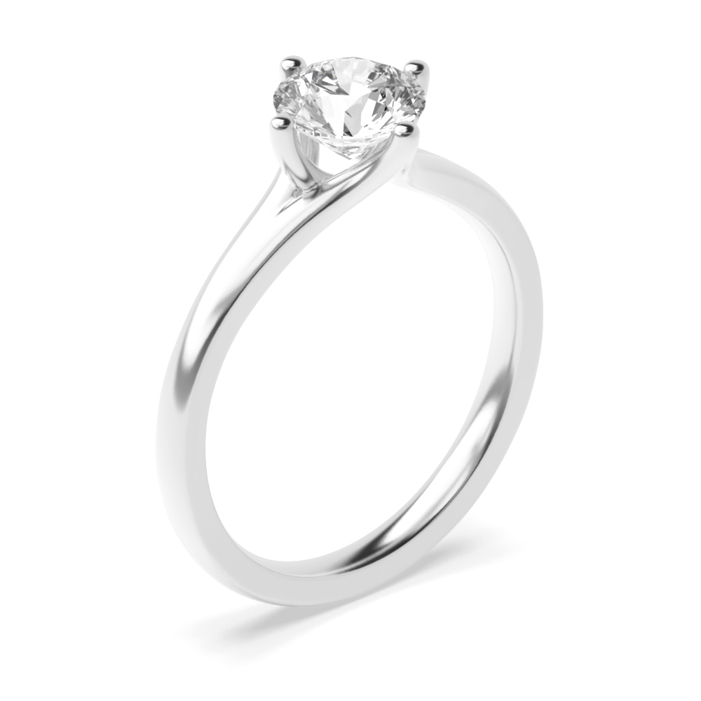 Prong Setting Round Solitaire Diamond Engagement Rings White Gold