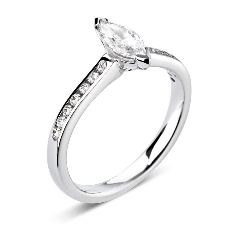 Marquise Shoulder Set Accented Side Lab Grown Diamond Engagement Ring
