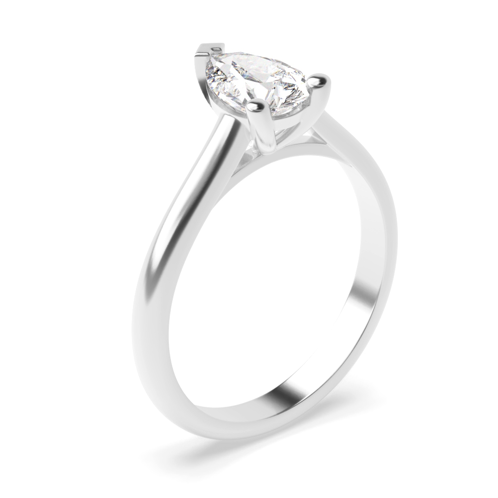 Buy Pear Solitaire Engagement Rings In Low Set Diamond - Abelini