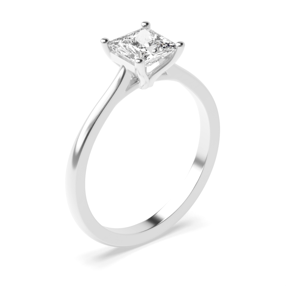 4 Prong Setting Princess Moissanite Solitaire Engagement Ring