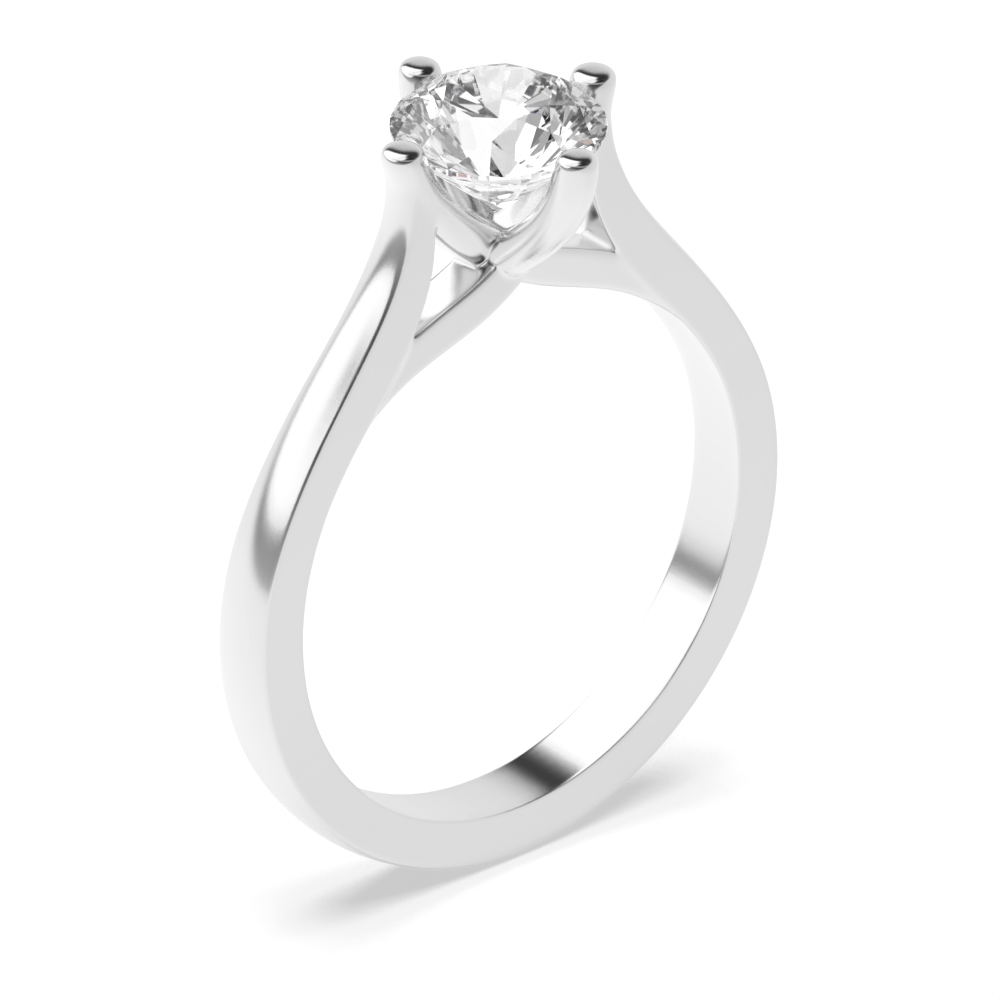 Round Cut Solitaire Diamond Engagement Rings White Gold Prong Setting