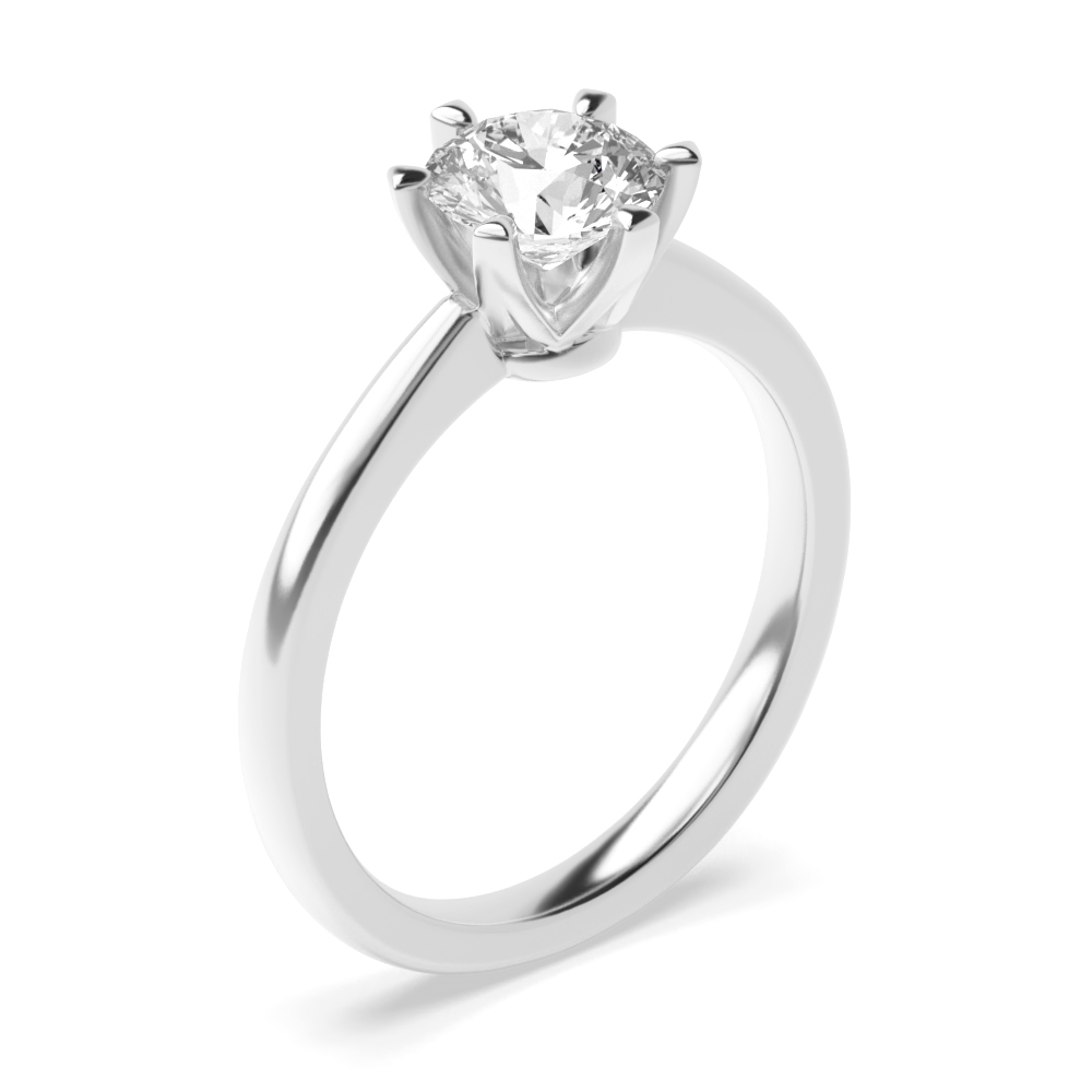 Prong Setting Round Solitaire Diamond Engagement Rings Rose Gold / Platinum