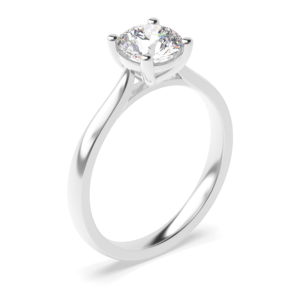 Prong Setting Round Cut Solitaire Diamond Engagement Rings In White Gold