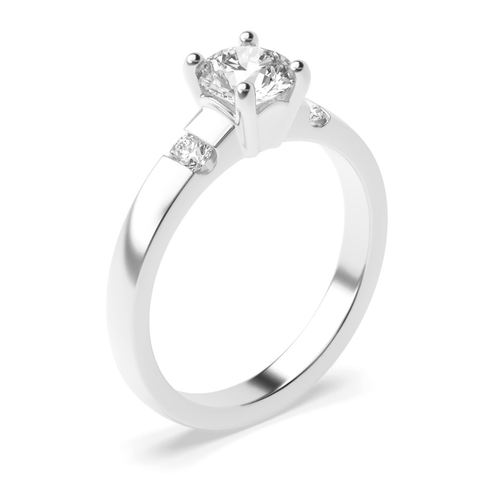 Prong Setting Round Side Lab Grown Diamond Engagement Ring