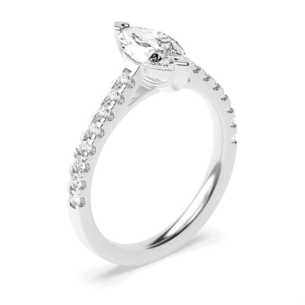 Prong Setting Marquise Side Stone Moissanite Engagement Ring