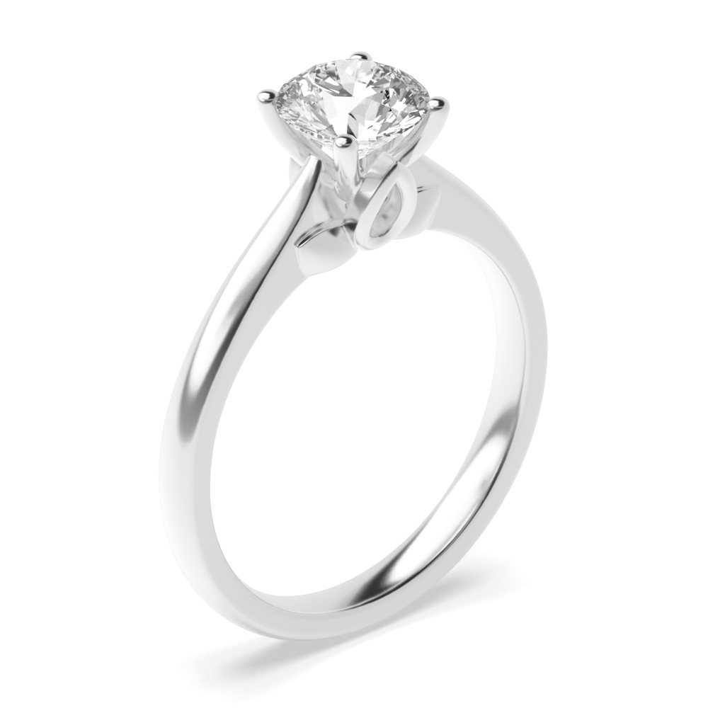 Prong Setting Round Cut Solitaire Diamond Engagement Rings Yellow / White Gold