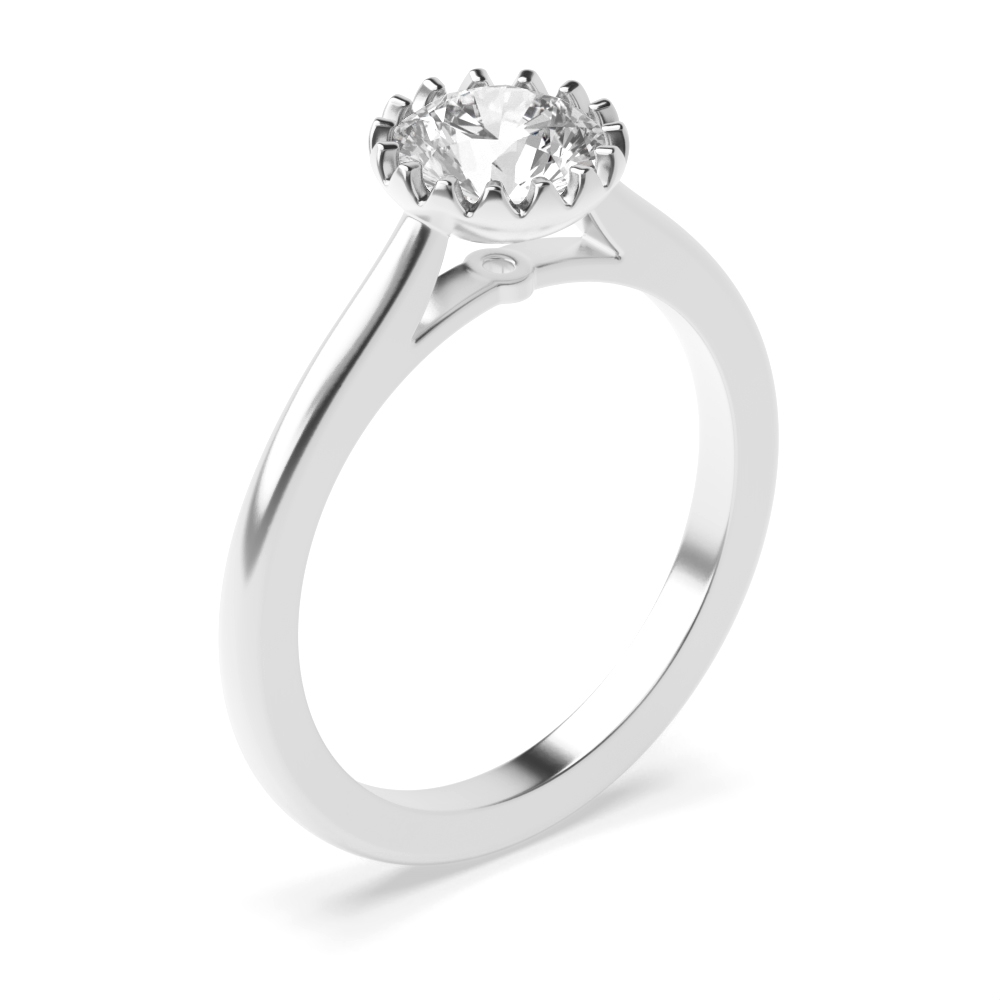 Prong Setting Round Cut Solitaire Diamond Engagement Rings Rose / White Gold
