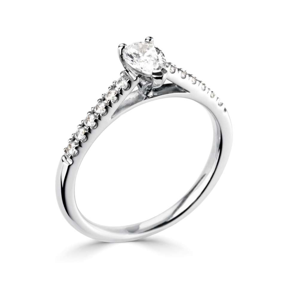 Pear Set Engagement Rings in Thin Sholder Set Diamond
