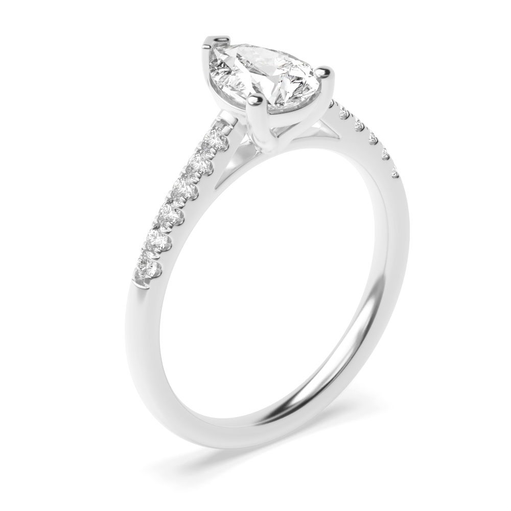 Pear Set Engagement Rings in Thin Sholder Set Moissanite