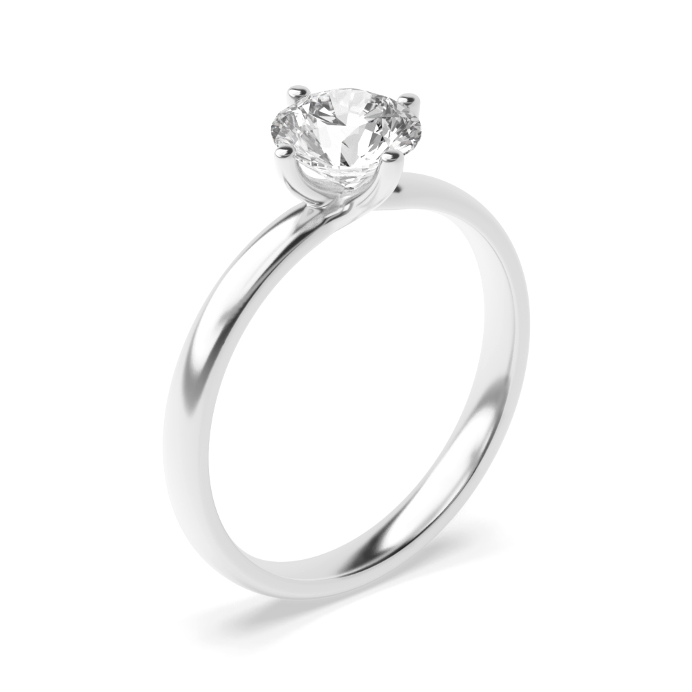 Solitaire Lab Grown Diamond Engagement Rings Round Cut In Platinum Prong Setting