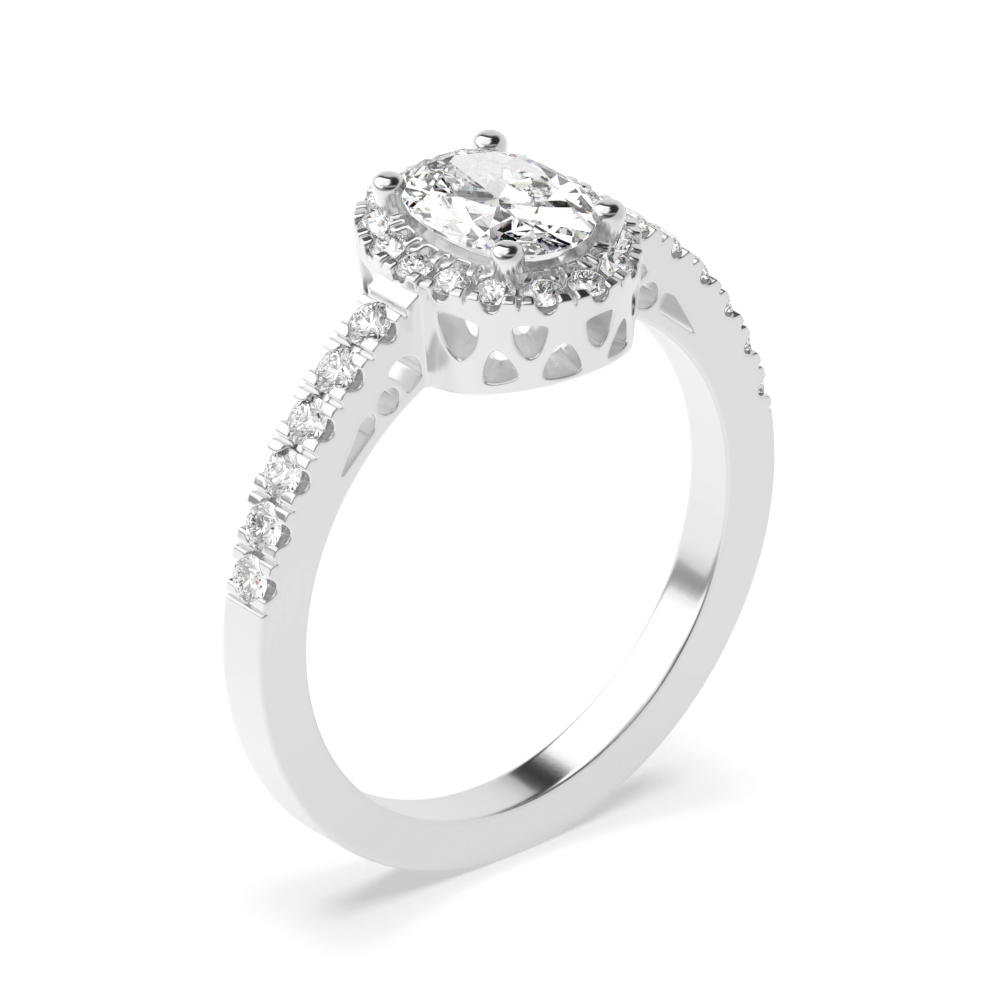 Prong Setting Oval Shape Vintage Halo Diamond Engagement Rings