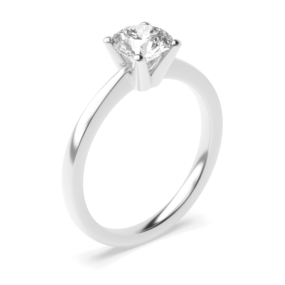 4 Prong Setting Round Brilliant Cut Solitaire Lab Grown Diamond Engagement Rings for Women